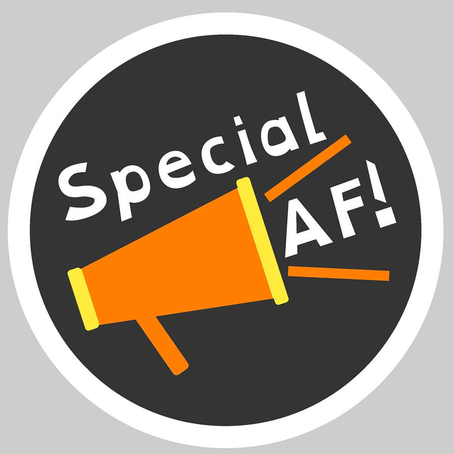 Special AF logo An orange Megaphone with the word 'special' above it, and 'AF!' coming from the mouth of the megaphone.