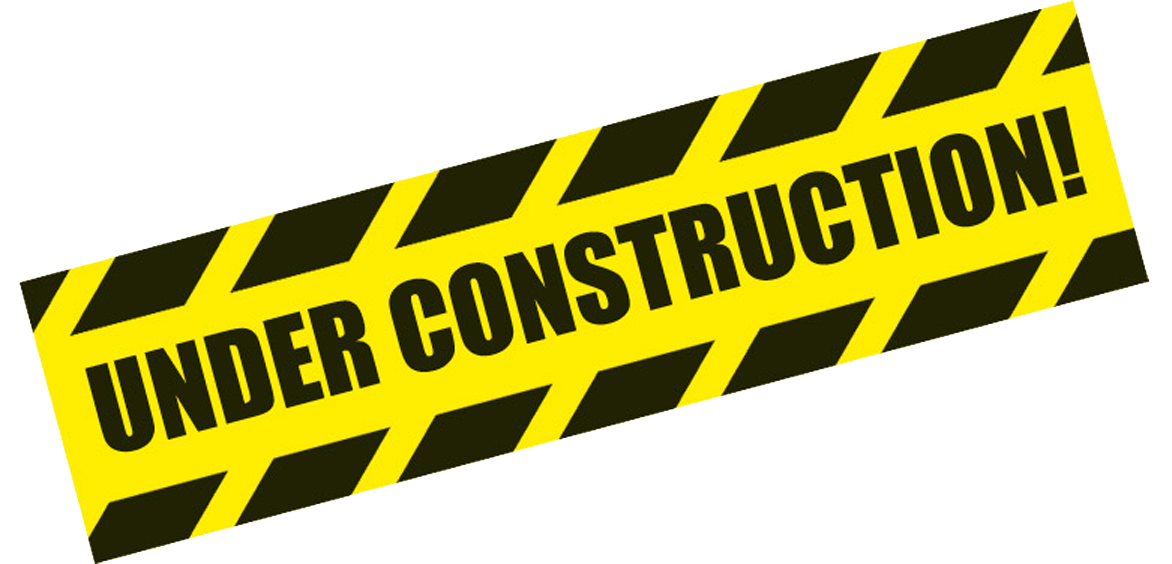 under construction the words 'under construction' in black on a yellow and black striped background